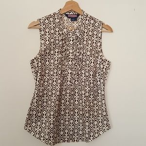 Vineyard Vines size 6 Silk/cotton  sleeveless top Brown White